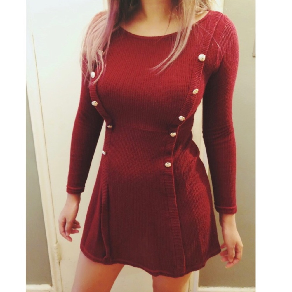 Joyce Leslie Wine Red knit sweater Dress Small